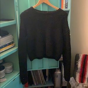 FOREVER 21 black small fuzzy comfy sweater high